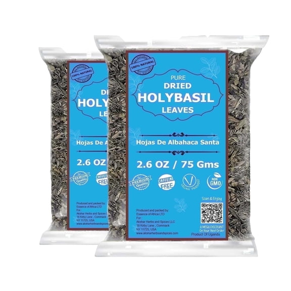 Akshit Dried Holy Basil Leaves, Tulsi Tea, Loose Leaf Tea, Stress Relief & Digestion , Non-GMO, Caffeine-Free, 5.2 oz