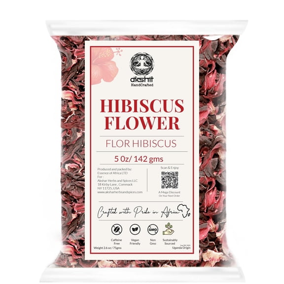 5 oz  Dried  Whole Hibiscus Flowers,  Flor De Jamaica, Hibiscus Loose Leaf Tea, Non GMO, No Additives. by Akshit