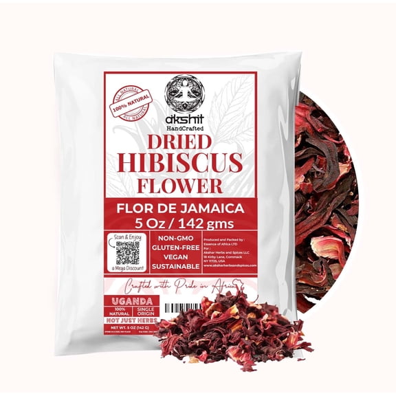 5 oz  Dried  Whole Hibiscus Flowers,  Flor De Jamaica,  Edible Dried Flowers, Non GMO, Caffeine-Free. by Akshit
