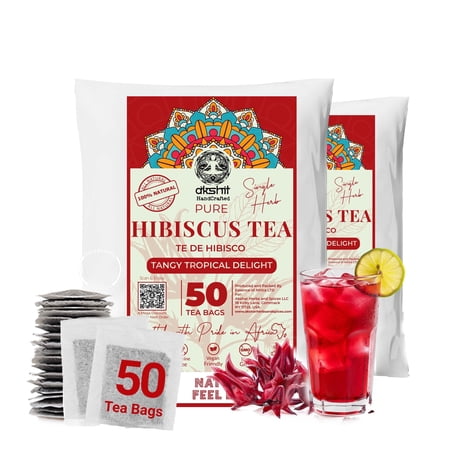 Akshit Hibiscus Tea Bags, 100 Count, Premium Hibiscus Tea, Caffeine Free, No Additives, Sugar-Free.