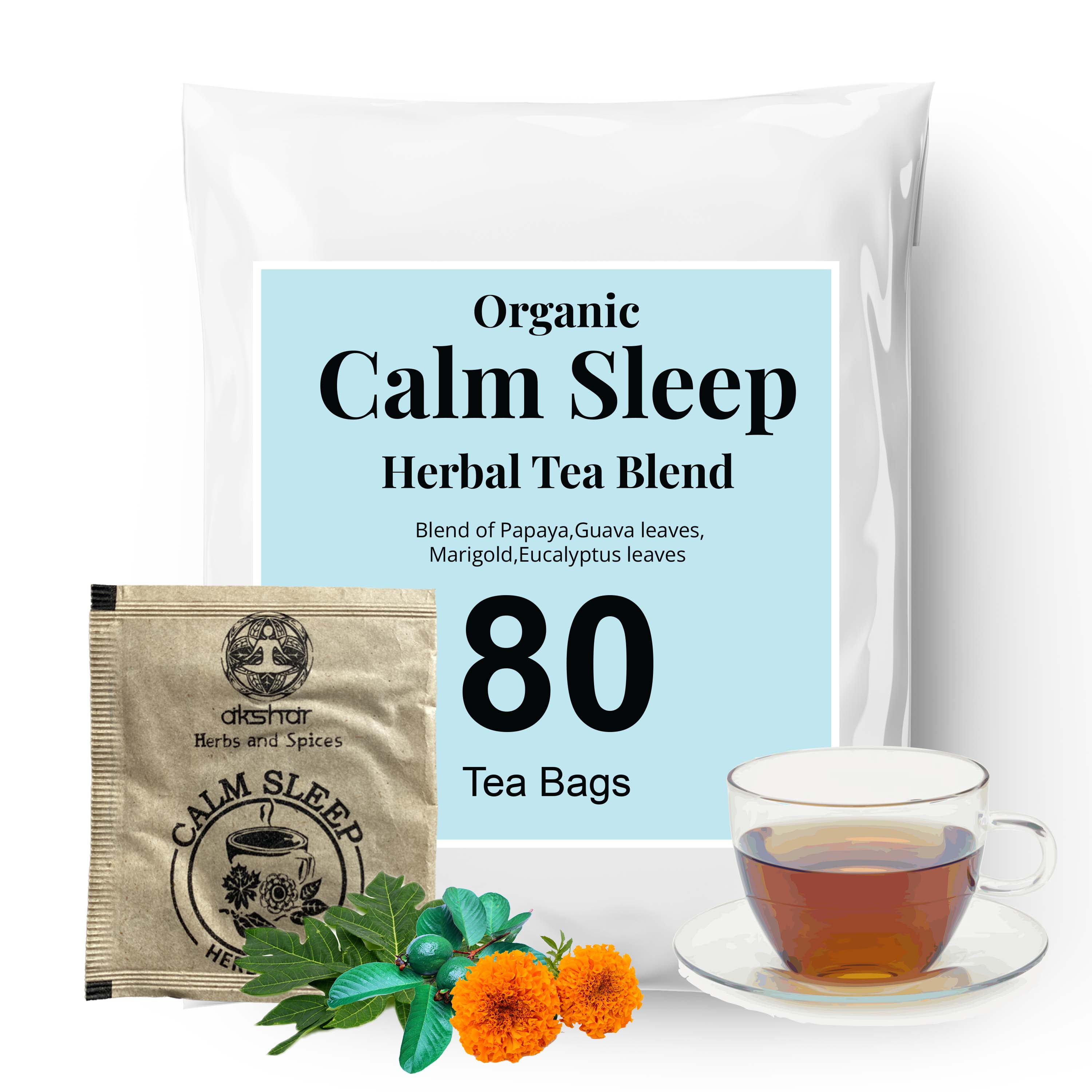 Akshit Organic Calm Sleep Tea , Soothing Tea, 80 Tea Bags, Guava Tea