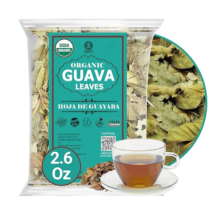 Akshit Organic Dried Guava Leaves, 2.6 oz, Hojas De Guayaba, Guava Leaf