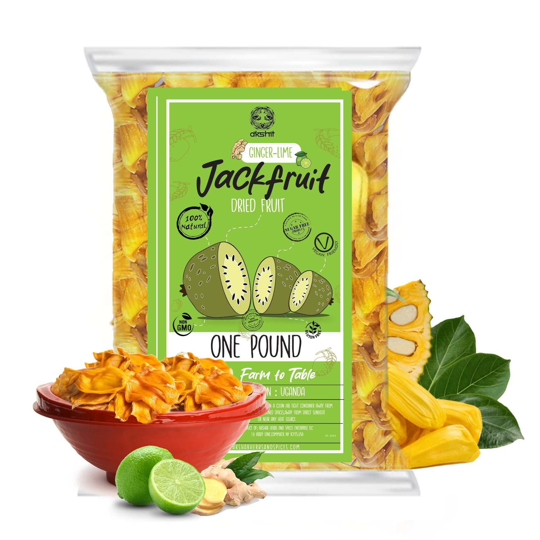 Akshit Organic Dried Jackfruit, 1 Pound, Unsweetened Jackfruit with