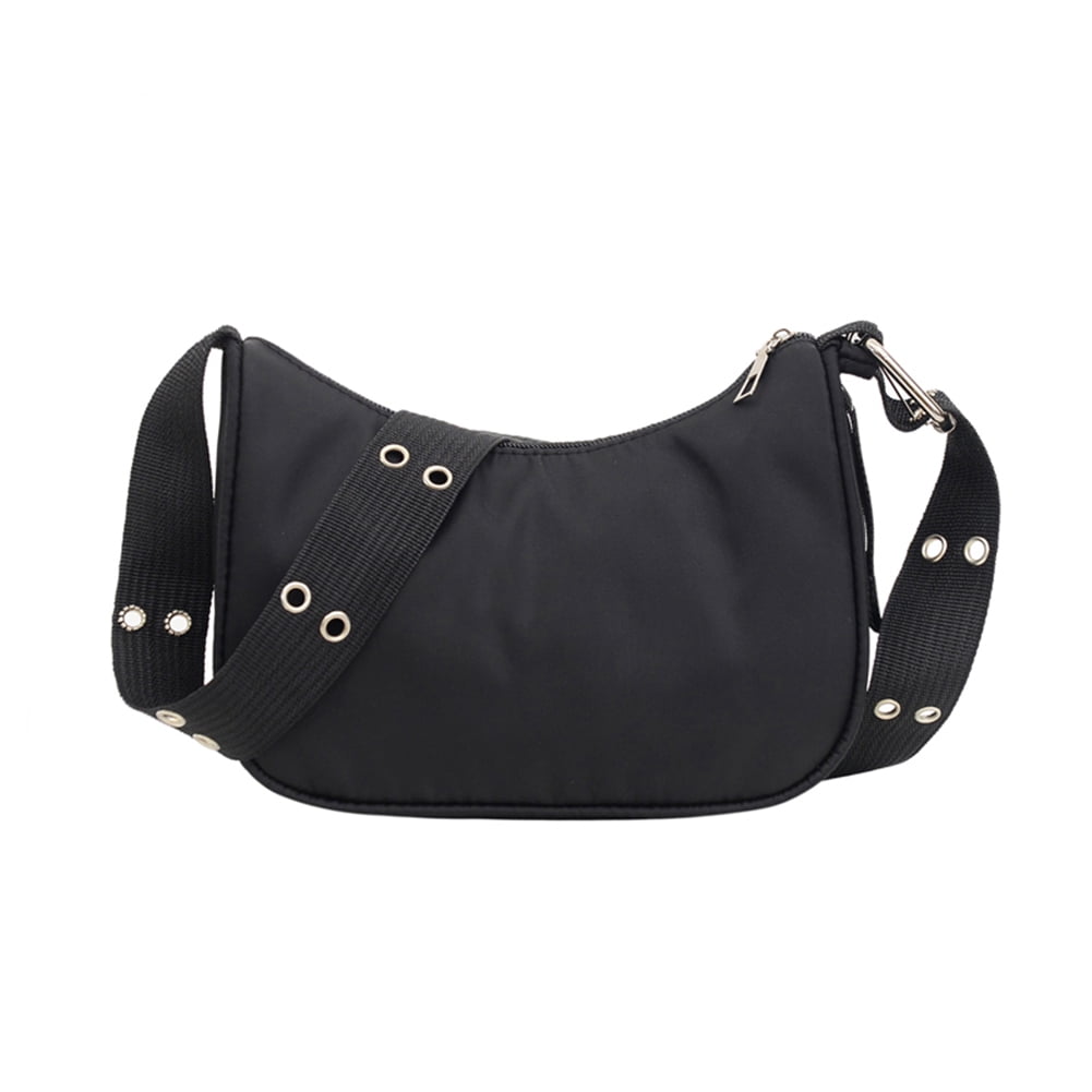 black nylon zipped shoulder bag