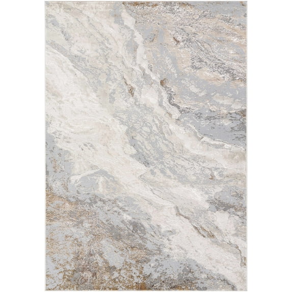 BoutiqueRugs Akuchi Contemporary Area Rug - Light Slate, Peach, Cream - 2' x 2'11"
