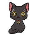 thumbnail image 1 of Akudama Drive Black Cat Patch Eyes Open Embroidered Iron On, 1 of 2