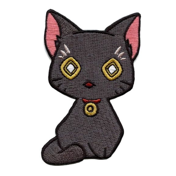 Akudama Drive Black Cat Patch Eyes Open Embroidered Iron On