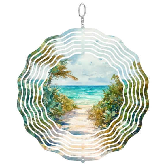 Akumal Mexico Turtle Bay 3D Wind Spinner Stainless Steel Hanging Decor Garden Yard Art Riviera Maya Gift