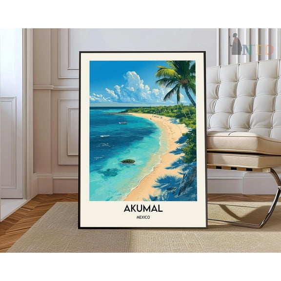Akumal Riviera Maya Mexico Poster, Unframed Paper Poster 8x10in