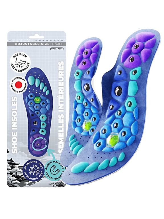 Magnetic Acupressure Shoe Insole for Pain, Feet Fatigue Relief, Heel Support, US Women 5-10/Men 5.5-8
