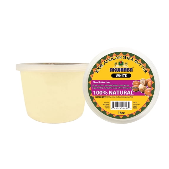 Akwaaba African Shea Butter Solid White | 16 oz | 100% Natural Unrefined Shea Butter | Rich Moisture Care | For Skin, Hair & Body | 454 g