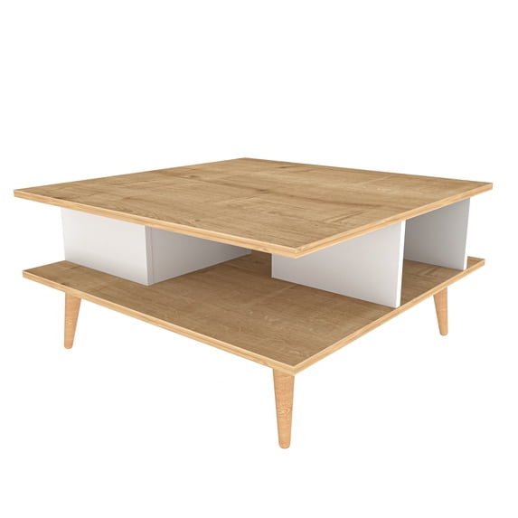 Akya Rectangle Two Floor Coffee Table - Sapphire Oak & White