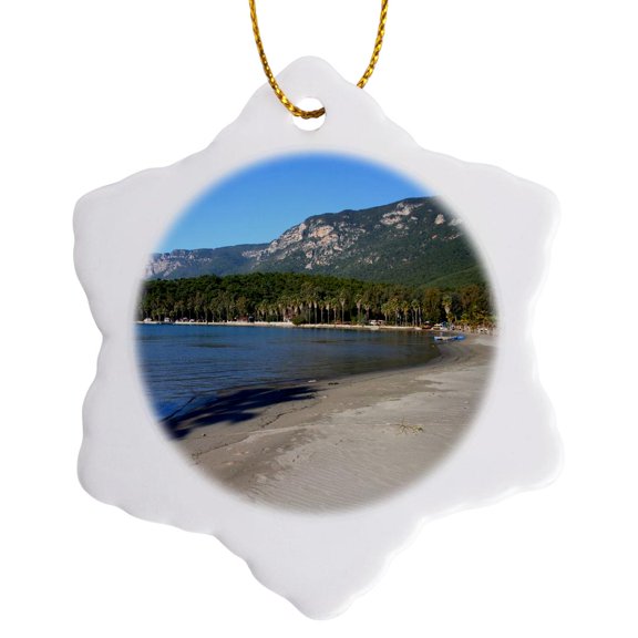 3drose, Akyaka Deserted Beach an Unspoiled Beauty Turkiye, 3 inch Snowflake Porcelain Ornament