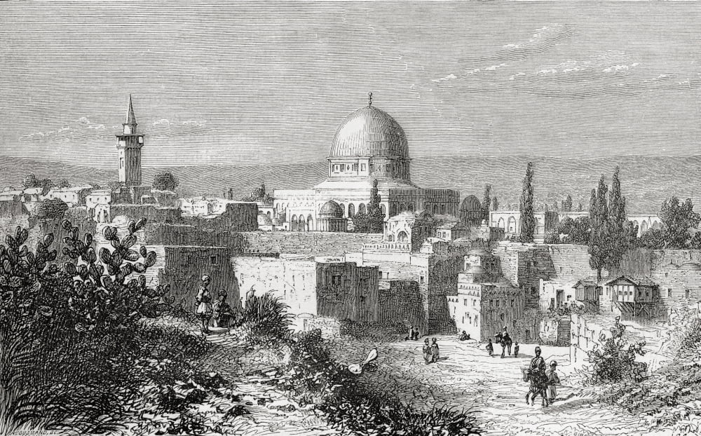 Al-Aqsa Mosque In The Old City Of Jerusalem Palestine As It Was In The 19Th Century From El Mundo En La Mano Published 1875 Canvas Art - Ken Welsh Design Pics (18 x 11)