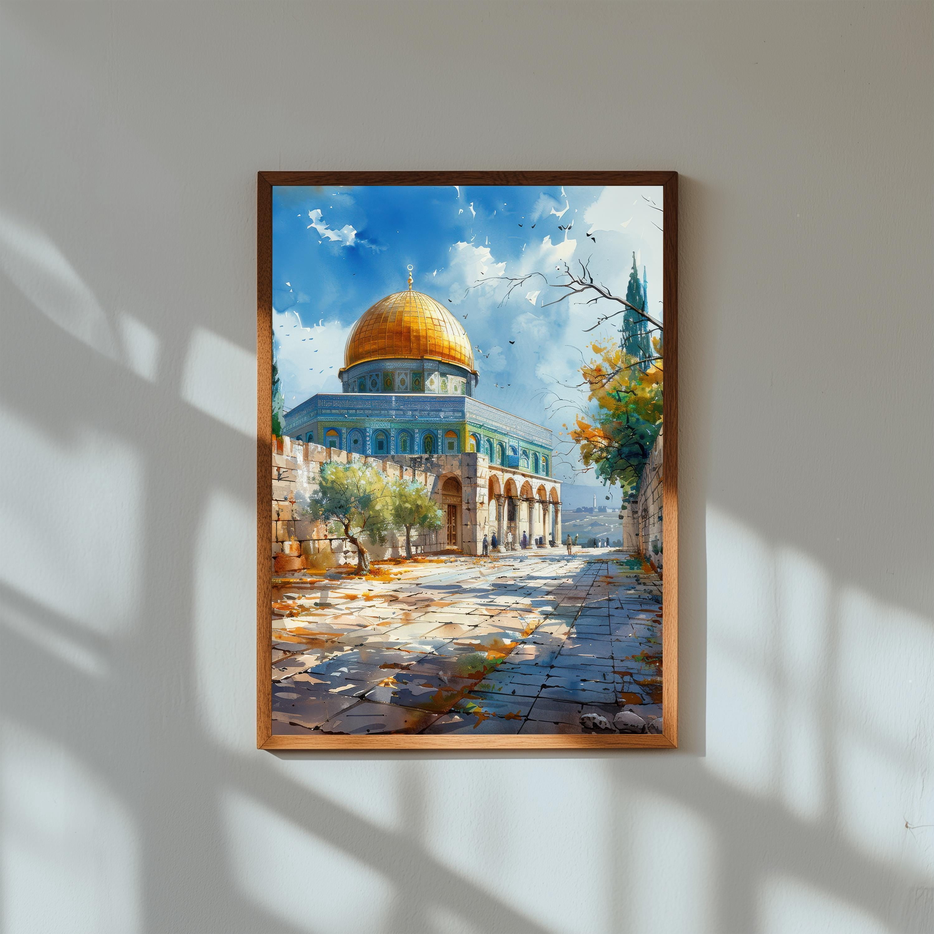 Mosque Clothes Al Aqsa Mosque Watercolor Jerusalem Islamic Architecture Poster ...