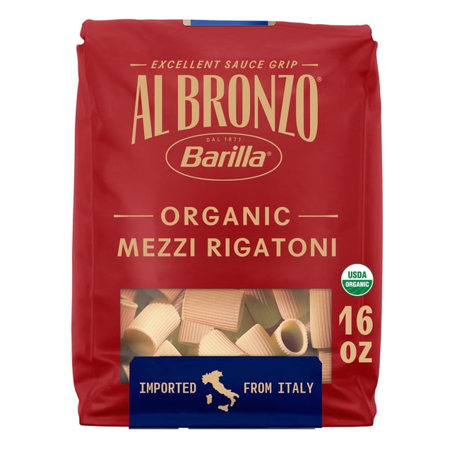 Al Bronzo by Barilla Organic Mezzi Rigatoni Pasta, Bronze Cut Pasta ...