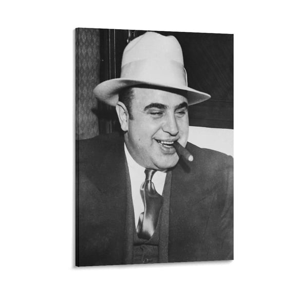 Al Capone And Cigar Poster Painting On Canvas Wall Art Poster Scroll Picture Print Living Room Walls Decor Home Posters 12x18inch(30x45cm)