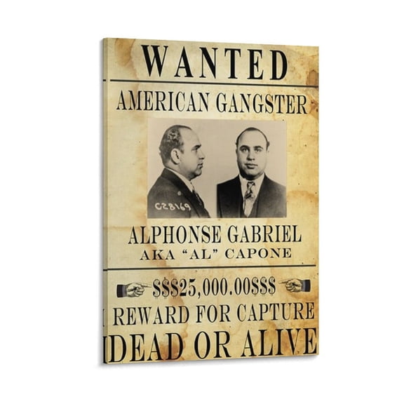 Al Capone Wanted Poster Art Poster Canvas Painting Decor Wall Print Photo Gifts Home Modern Decorative Posters 12x18inch(30x45cm)