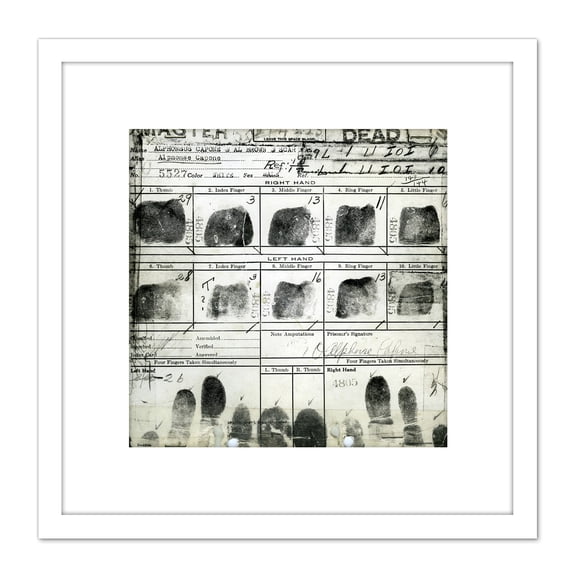 Al Capone's Finger Record Mafia 8X8 Inch Square Wooden Framed Wall Art Print Picture with Mount