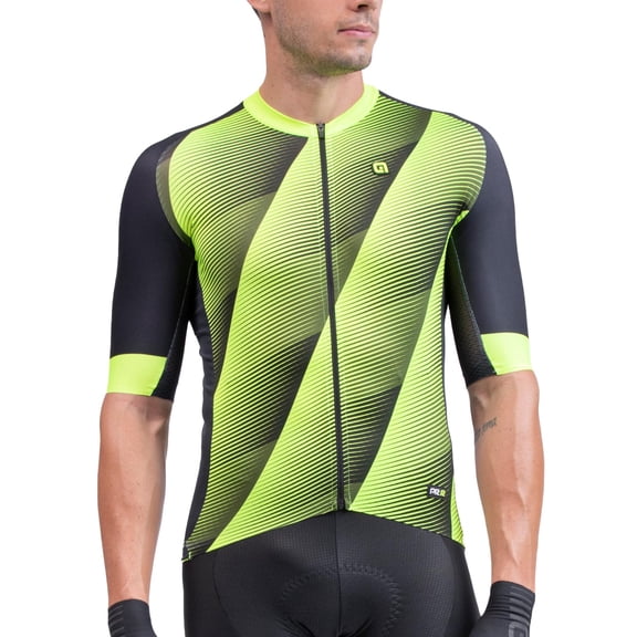Al Cycling Men's PR.R Square Short Sleeve Jersey, Yellow, Medium