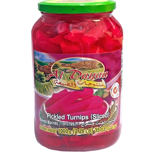 Al Dayaa Lebanese Sliced Pickled Turnips, 1000g (35 oz) Glass Jar
