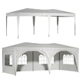 thumbnail image 1 of Al Fresco 10'x20' EZ Pop Up Canopy - Portable Outdoor Party Folding Tent with 6 Removable Sidewalls, Carry Bag, and 6pcs Weight Bag in Beige White, 1 of 9