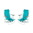thumbnail image 1 of Al Fresco 2-Pack Beach Chair with 4 Adjustable Position, Head Pillow, Cup Holder, Backpack Beach Chair for Outdoor,Travel, Green, 1 of 8