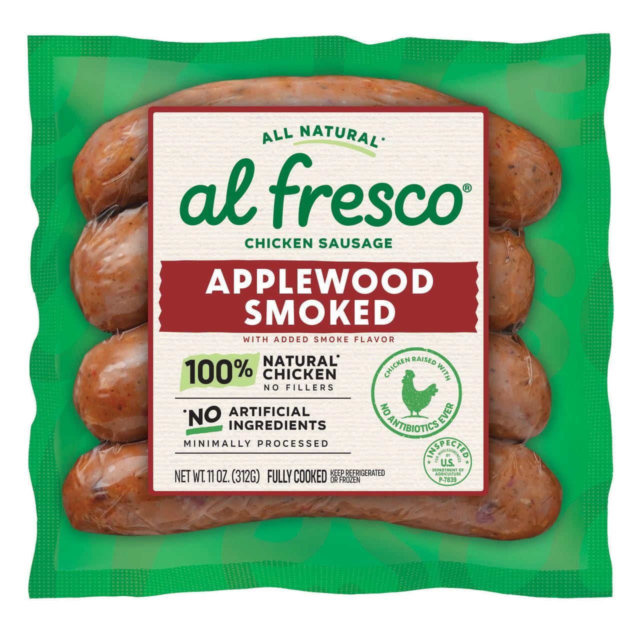 Al Fresco Applewood Smoked Chicken Dinner Sausage, 11 oz