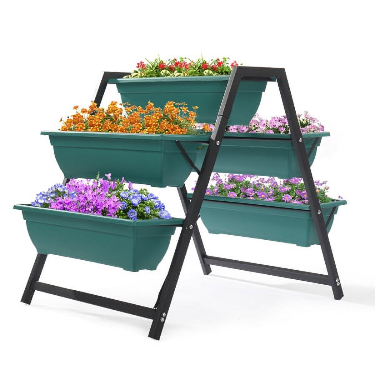 Al Fresco Raised Garden Planter Bed, Tiered Planter Stand with 5 Boxes, Vertical Raised Garden Bed for Herbs, Flowers, or Vegetables in Patio Balcony Indoor Outdoor
