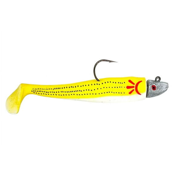 Al Gag's Lures Whip-It Fish Rigged, 4", 3/8oz, (1 Head/2 Tails), Chicken Scratch