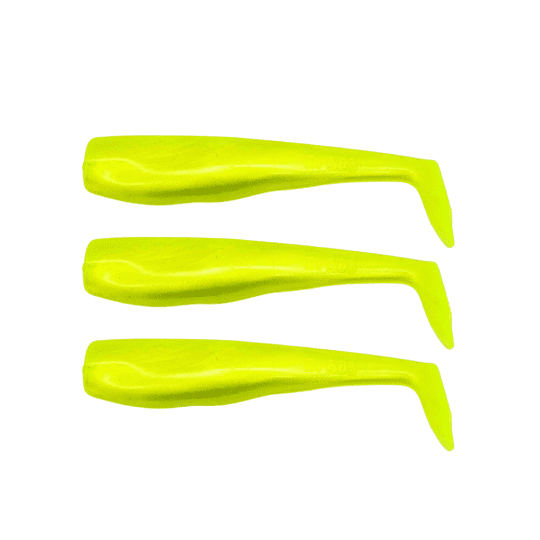 Al Gags WFRT5-53 5'' Whip-It Fish Replacment Tails 3-Pack Silk Chartreuse