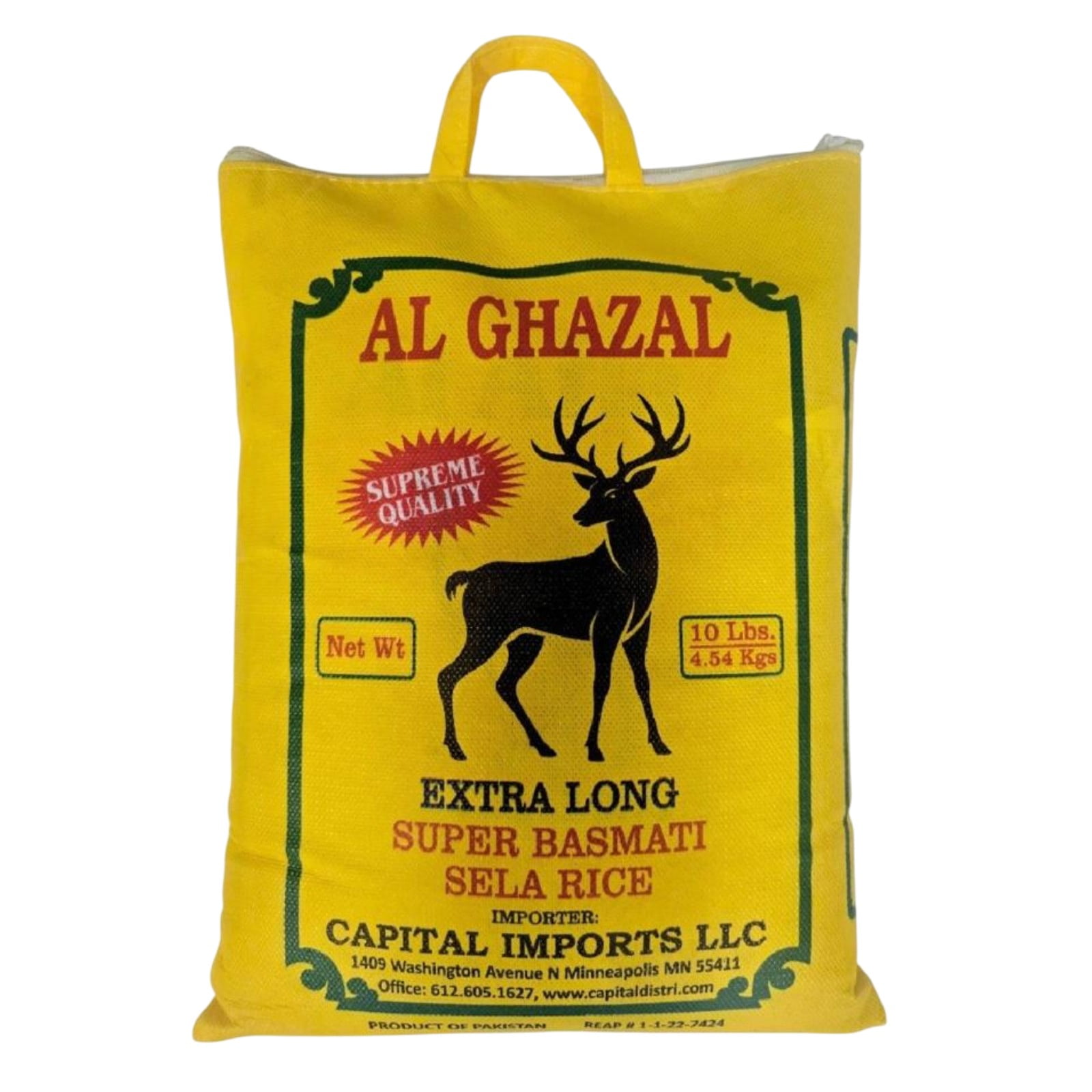 Al Ghazal Basmati Sela Rice Extra Long Super Basmati sela  10 Lbs / 4.54 kg, Non GMO, Extra Long Basmati Rice, White Rice, Vegan Dried Rice, BPA & Gluten Free, Zip Lock Bag, Non Sticky Grain