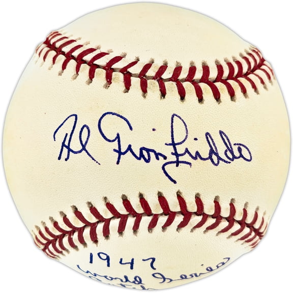 Al Gionfriddo Autographed Official NL Baseball Brooklyn Dodgers "1947 World Series Catch" Beckett BAS QR #BU86878