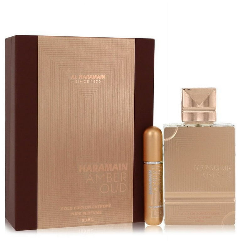 Al Haramain Amber Oud Gold Edition Extreme Gift Set By Al Haramain - 3.4 Pure Perfume Spray + 0.34 oz Al Haramain Amber Oud Gold Edition Extreme Gift Set By Al Haramain - 3.4 Pure Perfume Spray + 0.34 oz