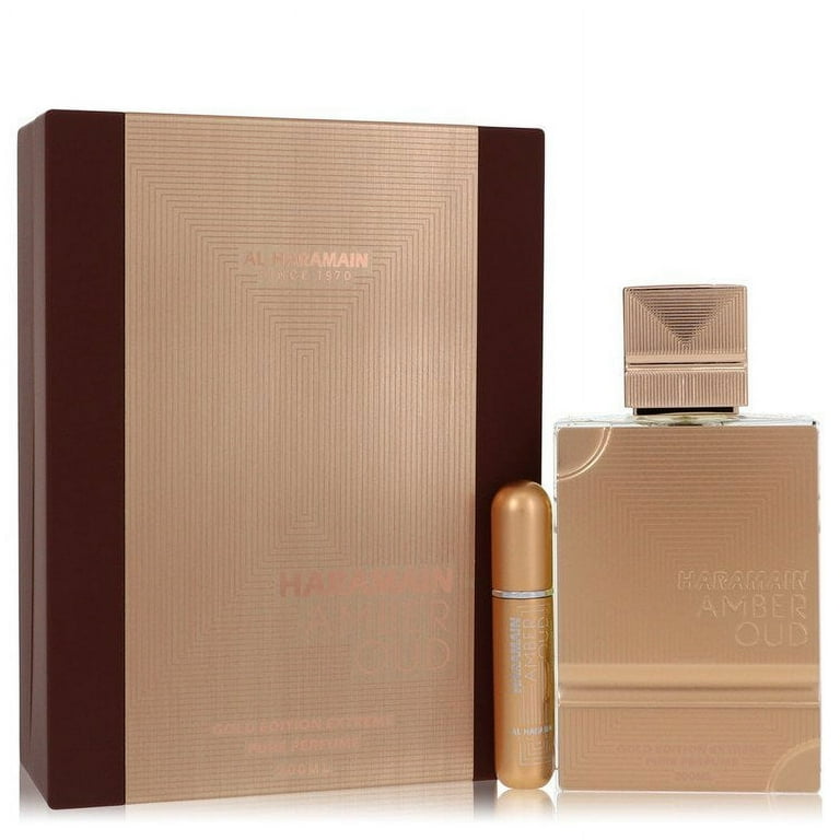 Al Haramain Amber Oud Gold Edition Extreme Gift Set By Al Haramain - 6.7 Pure Perfume Spray + 0.34 oz Al Haramain Amber Oud Gold Edition Extreme Gift Set By Al Haramain - 6.7 Pure Perfume Spray + 0.34 oz