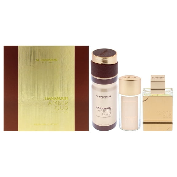 Al Haramain Amber Oud - Gold Edition , 3 Pc Gift Set 2.5oz EDP Spray, 1oz EDP Spray, 6.6oz Body Spray