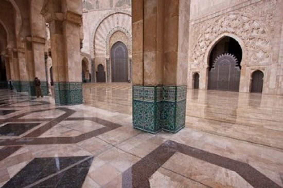 Al-Hassan II mosque Casablanca Morocco Canvas Art - William Sutton DanitaDelimont (34 x 23)