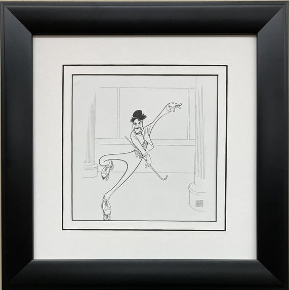 Al Hirschfeld "Chaplin- The Rink '89 " CUSTOM FRAMED ART Celebrity Movie Comedy Generic