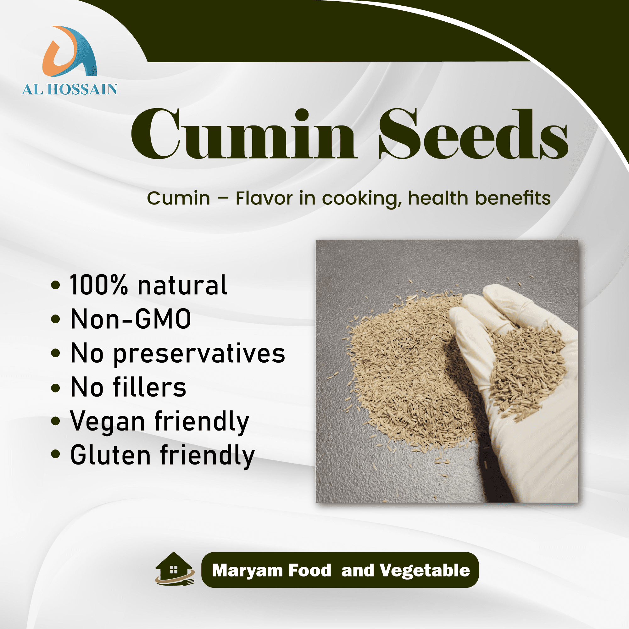 Al Hossain Guatemalan Cumin Seeds 5kg bulk (176 oz / 11 LB) Bold, Earthy Flavor for Cooking, Curry, Seasoning & Spice Blends | Non-GMO, Gluten-Free, Vegan
