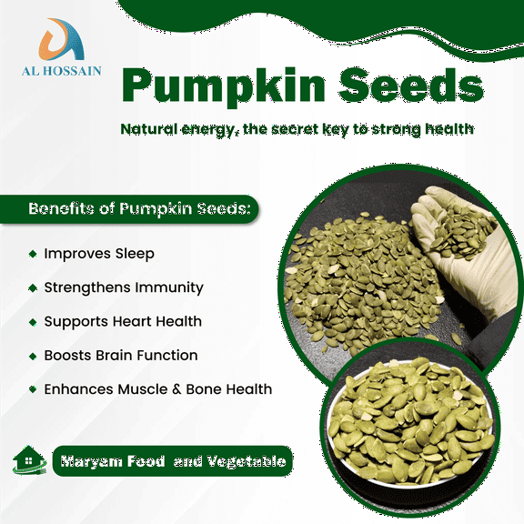 Al Hossain Indian Natural Whole Pumpkin Seeds  Bulk 11 LB/ 5kg (176 oz) Allergy-Free. Healthy, Protein-Packed Superfood Snack.