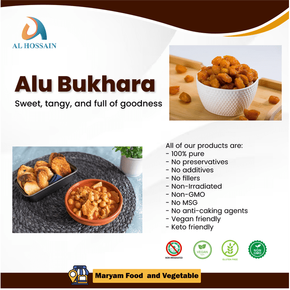 Al Hossain Natural Alu Bukhara 100g (Dried Plum / Aloo Bukhara) Sweet & Tangy Dried Fruit for Biryani, Chutney & Cooking, Vegan & Non-GMO