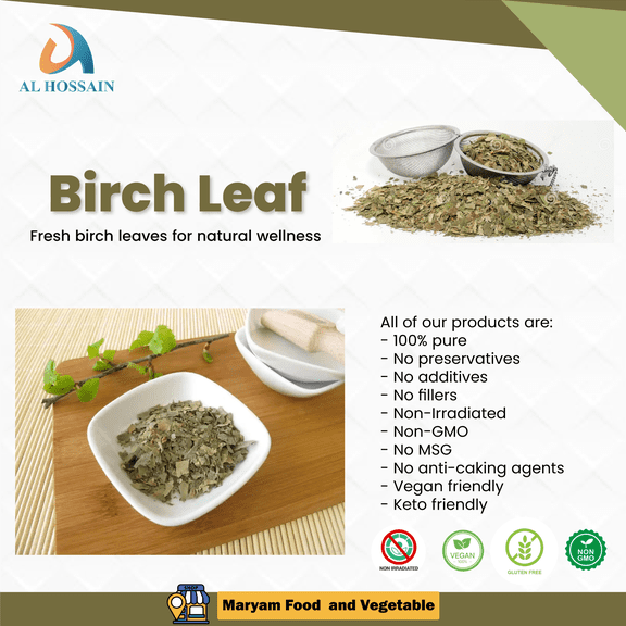 Al Hossain Natural Birch Leaf Cut & Sifted 100g  Premium Guatemalan Dried Birch Herbal Tea Leaves, Loose Botanical for Detox, Wellness & Herbal Infusion