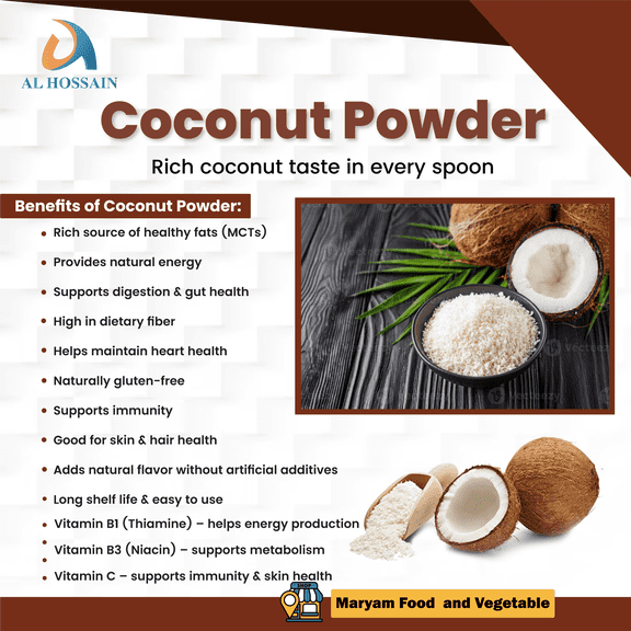 Al Hossain Natural Coconut Milk Powder 8.8oz (250g) Premium Guatemalan / Imported Coconut Powder, Vegan, Gluten-Free, High Protein, Dairy-Free Coconut Milk Powder for Cooking, Baking & Smoothies