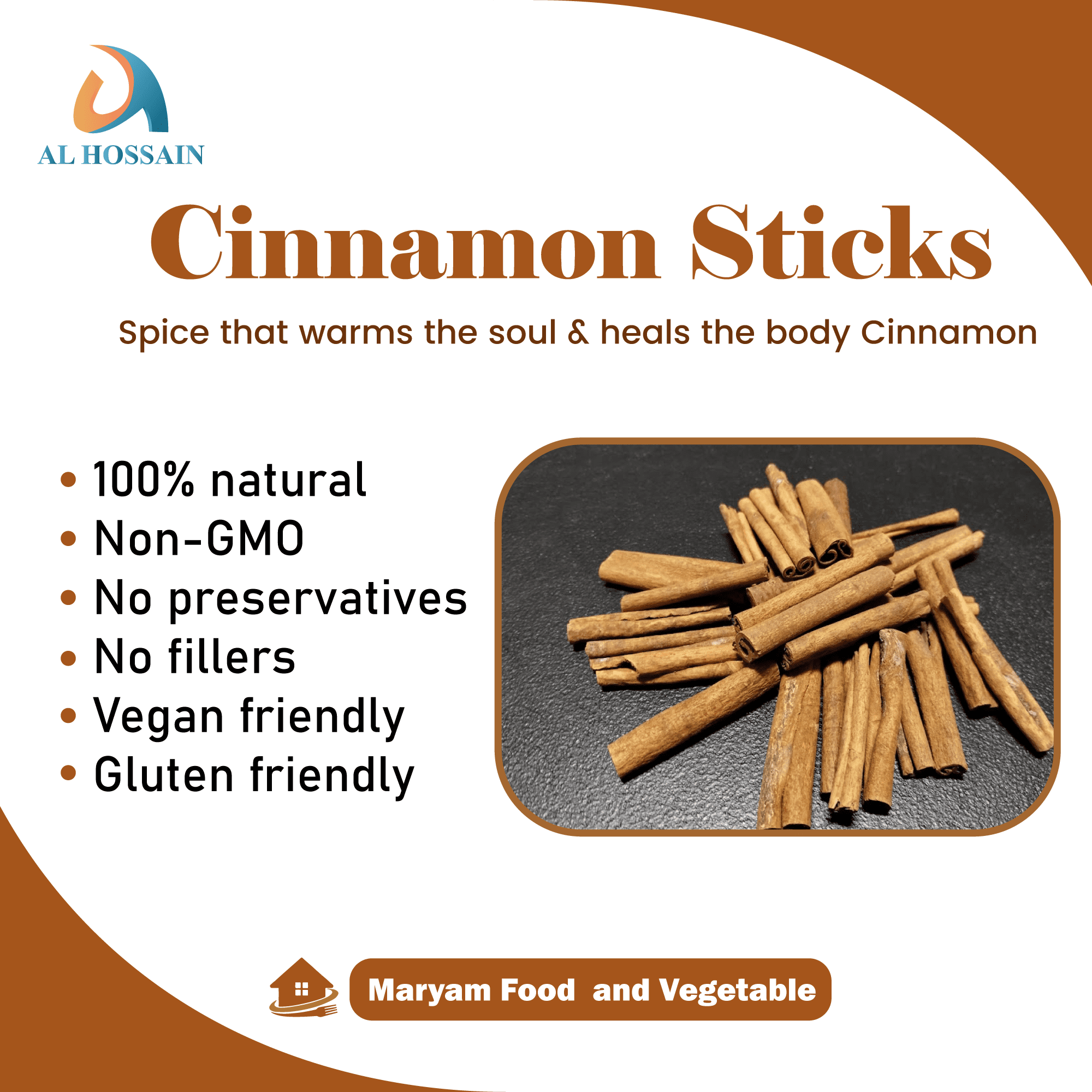 "Al Hossain Natural Guatemalan Cinnamon Sticks – Bulk 11 LB (5 kg / 176 oz) | Premium Whole Ceylon Cinnamon – Aromatic, Sweet, and Flavorful | Perfect for Cooking, Baking, and Herbal Tea |Gluten free
