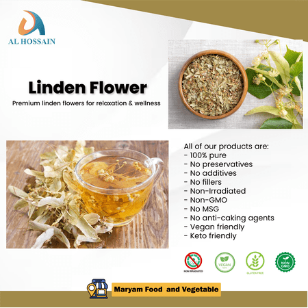Al Hossain Natural Guatemalan Linden Flower 100g – Dried Cut & Sifted Linden Blossom Herbal Tea, Caffeine-Free Natural Herbal Tea for Relaxation