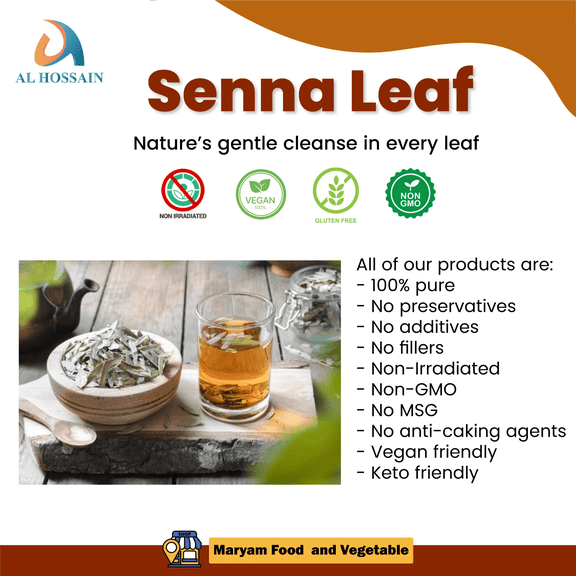 Al Hossain Natural Guatemalan Senna Leaf 100g Cut and Sifted Dried Senna Leaves with Strong Herbal Flavor