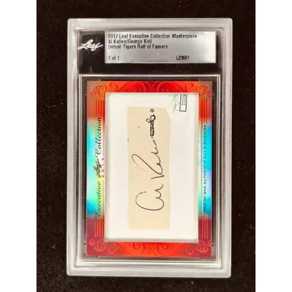 Al Kaline George Kell 2017 Leaf Masterpiece Cut Signature card 1/1 JSA Detroit Tigers