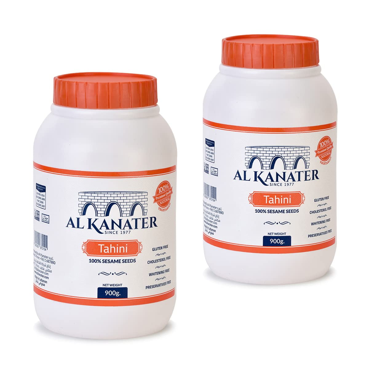 Al Kanater, Tahina, 2 x 2 LB, Lebanese Tahini, Natural Sesame Paste