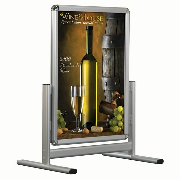 M&T Displays 22x28 Double Sided Sidewalk Snap Frame Sign Silver Aluminum Outdoor Poster Display