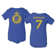 Al Nassr Soccer #7 Ronaldo Jersey Style Baby Bodysuit (Royal, 6M)